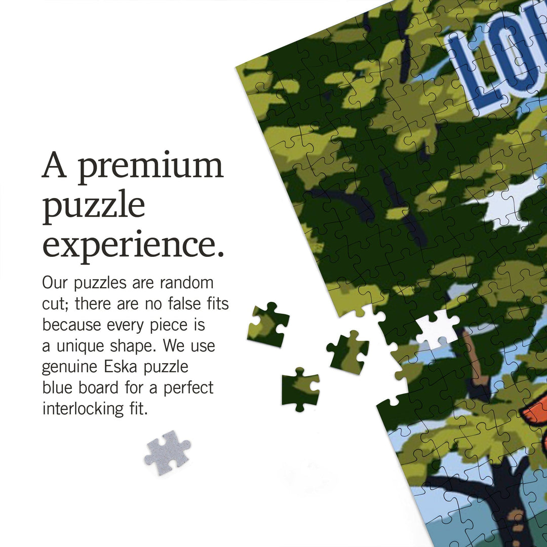 Louisiana, Signpost, Lake and Flowers, Jigsaw Puzzle Puzzle Lantern Press 