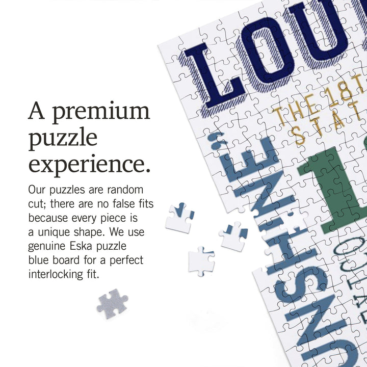 Louisiana, Typography, Jigsaw Puzzle Puzzle Lantern Press 