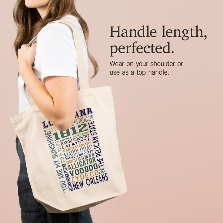 Louisiana, Typography, Tote Bag Totes Lantern Press 