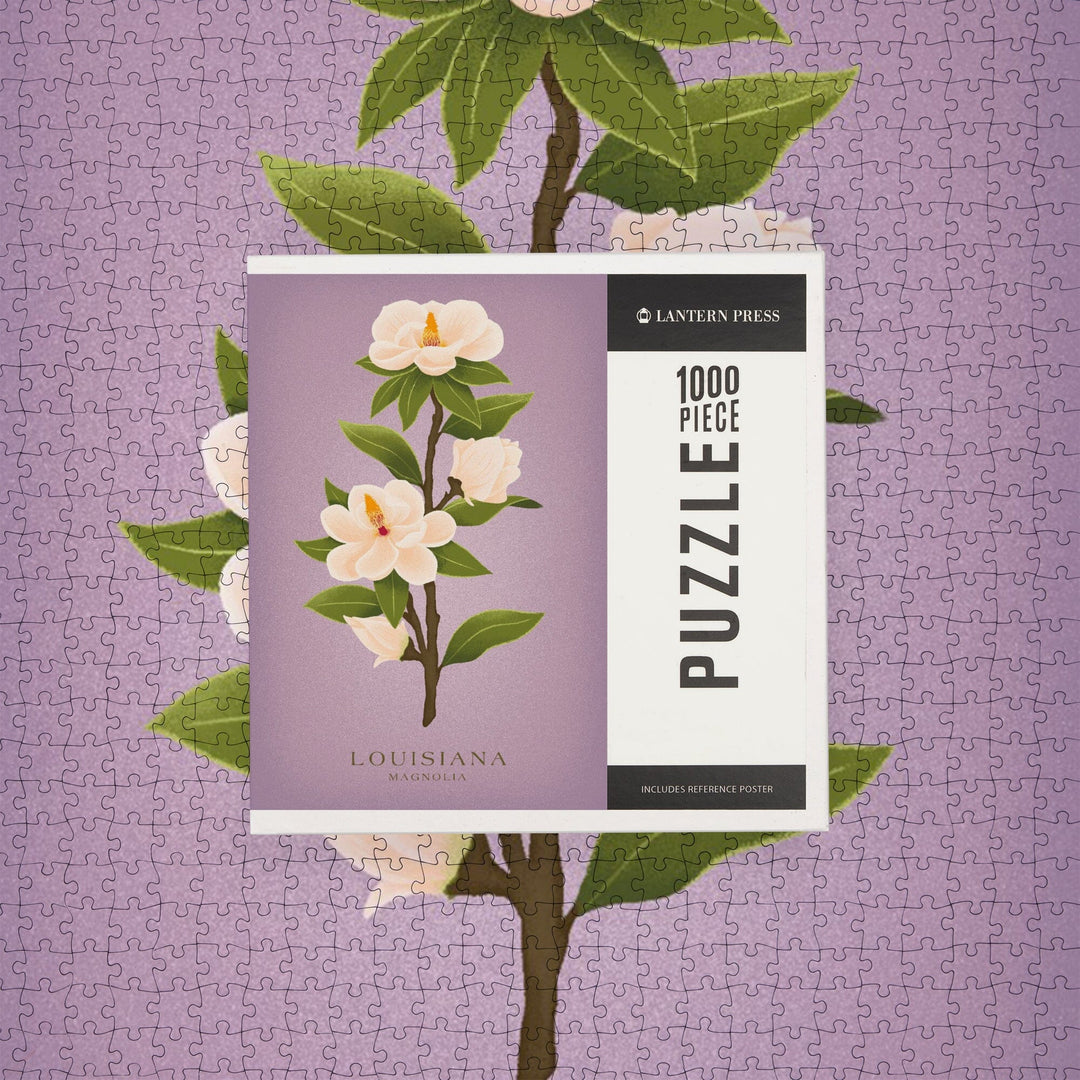 Louisiana, Vintage Flora, State Series, Magnolia, Jigsaw Puzzle Puzzle Lantern Press 