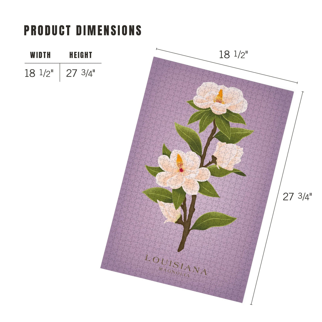Louisiana, Vintage Flora, State Series, Magnolia, Jigsaw Puzzle Puzzle Lantern Press 