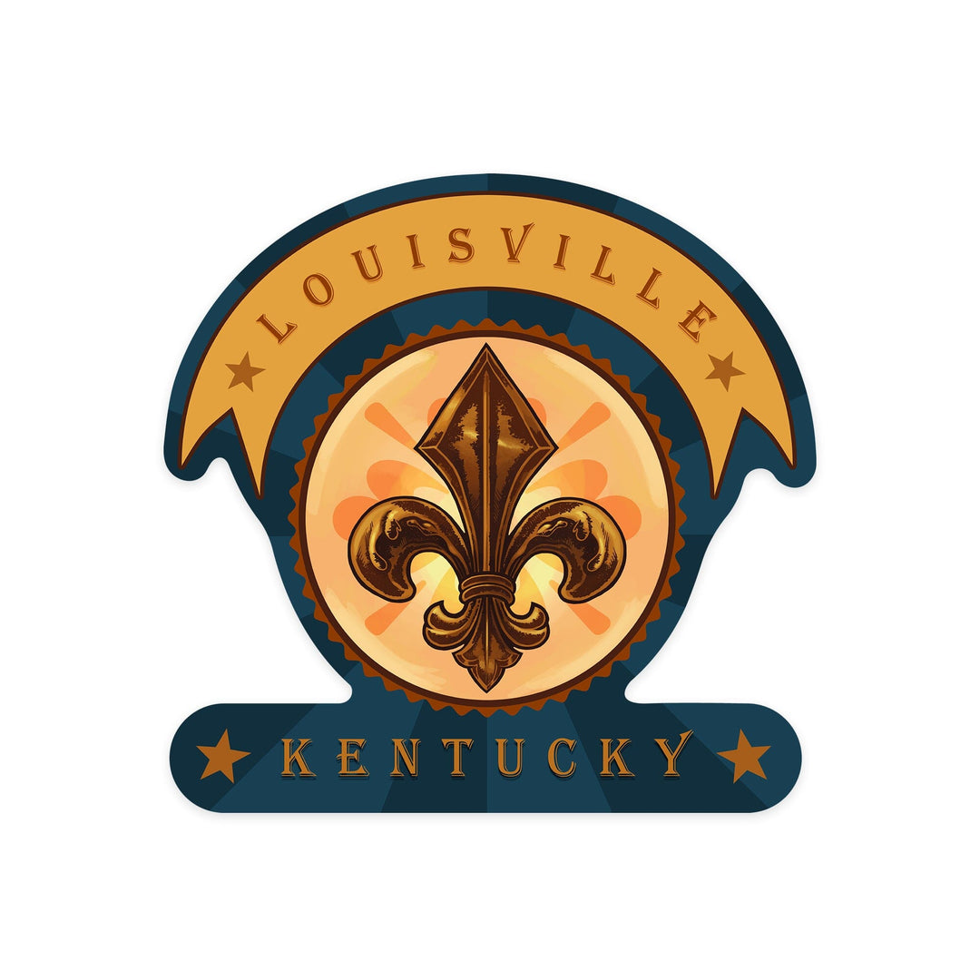 Louisville, Kentucky, Fleur de Lis, Contour, Vinyl Sticker - Lantern Press