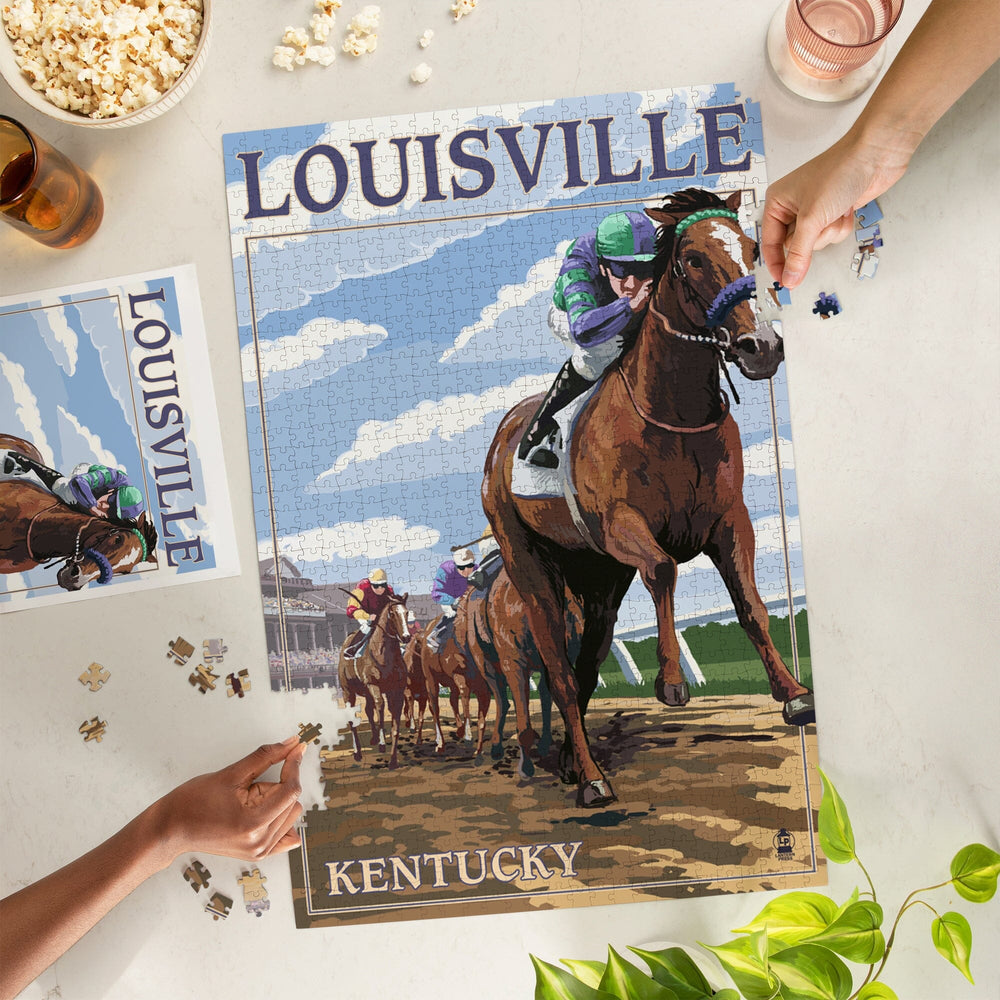 Louisville, Kentucky, Horse Racing Track Scene, Jigsaw Puzzle Puzzle Lantern Press 
