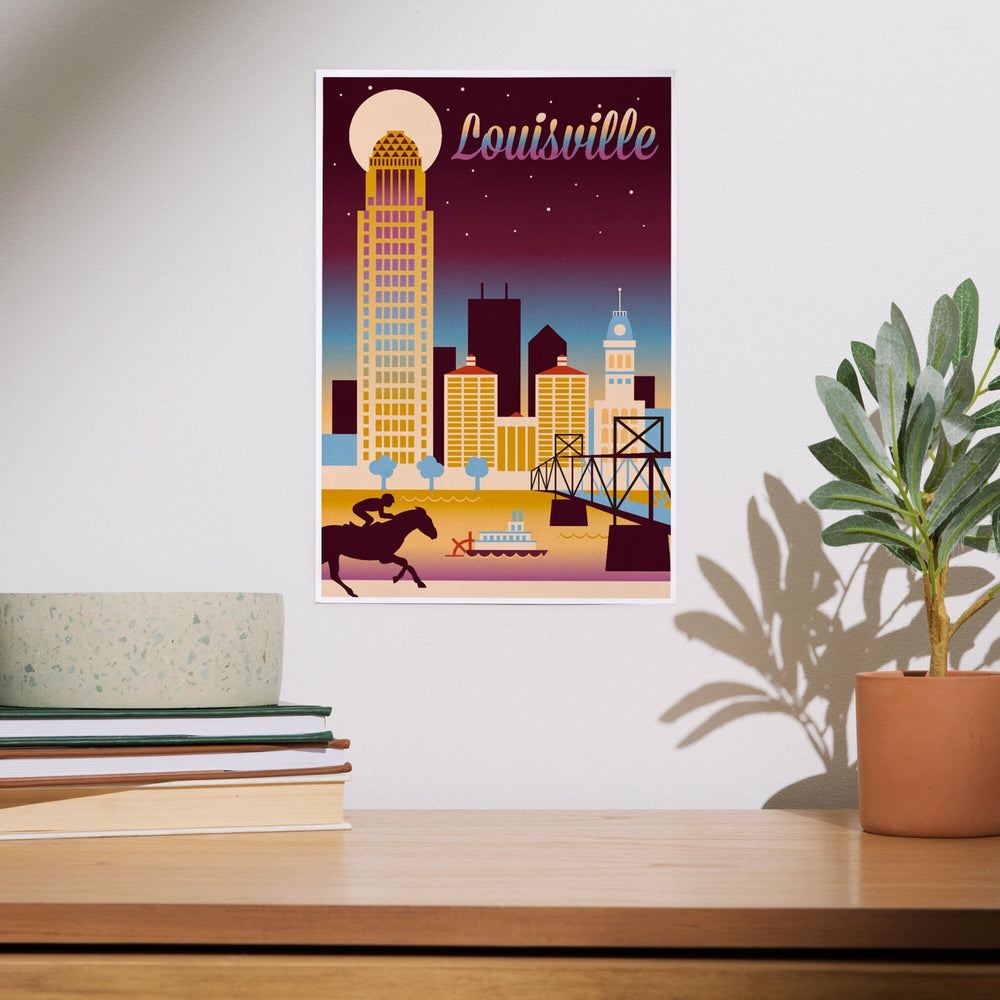 Louisville, Kentucky, Retro Skyline Chromatic Series, Art & Giclee Prints Art Lantern Press 