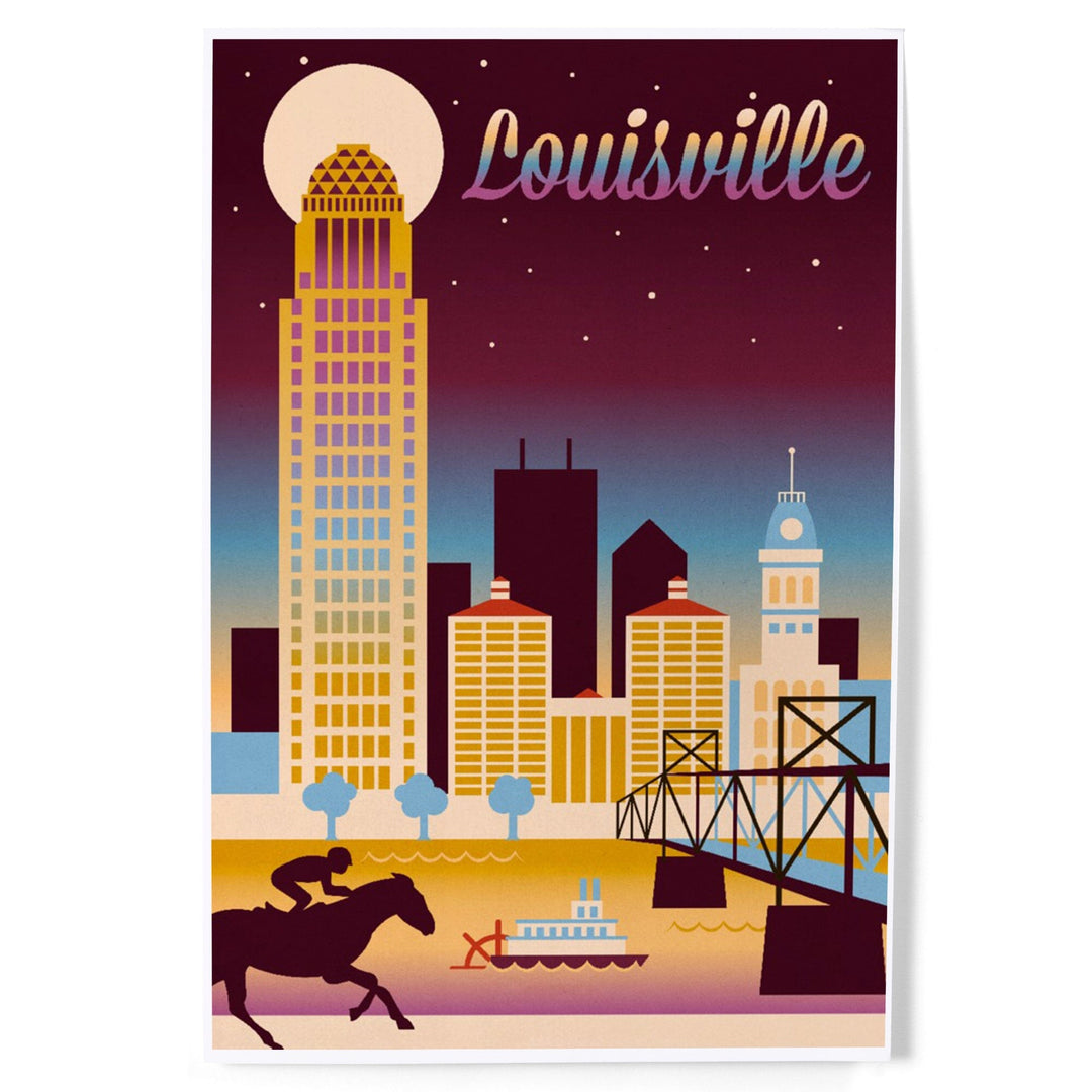 Louisville, Kentucky, Retro Skyline Chromatic Series, Art & Giclee Prints Art Lantern Press 