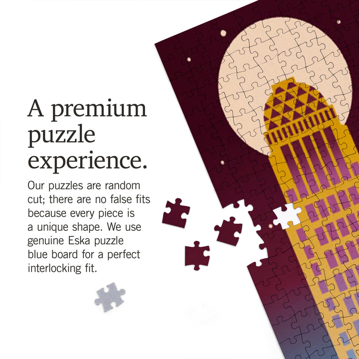 Louisville, Kentucky, Retro Skyline Chromatic Series, Jigsaw Puzzle Puzzle Lantern Press 