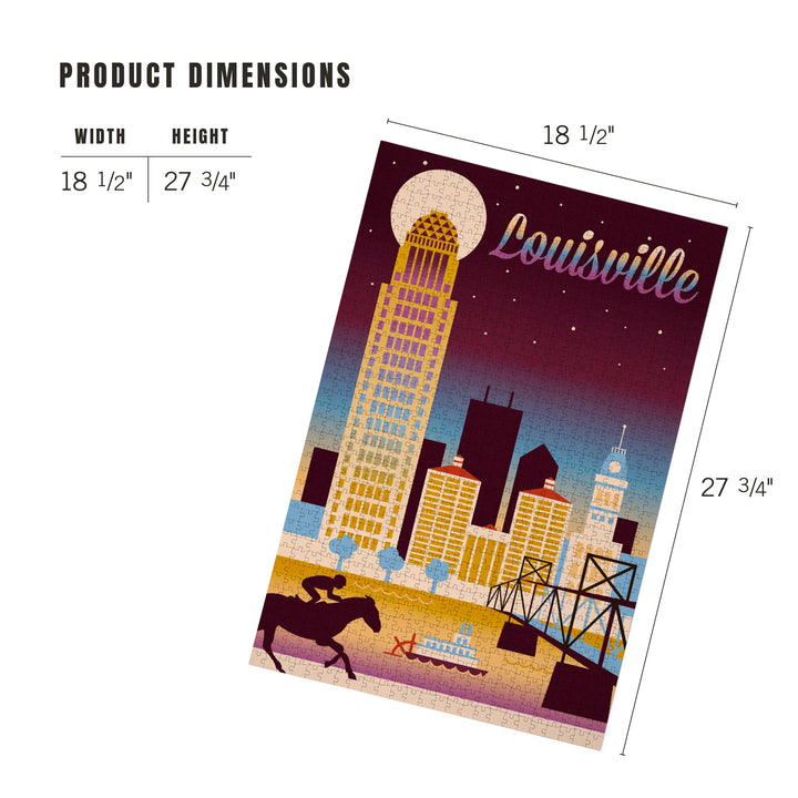 Louisville, Kentucky, Retro Skyline Chromatic Series, Jigsaw Puzzle Puzzle Lantern Press 