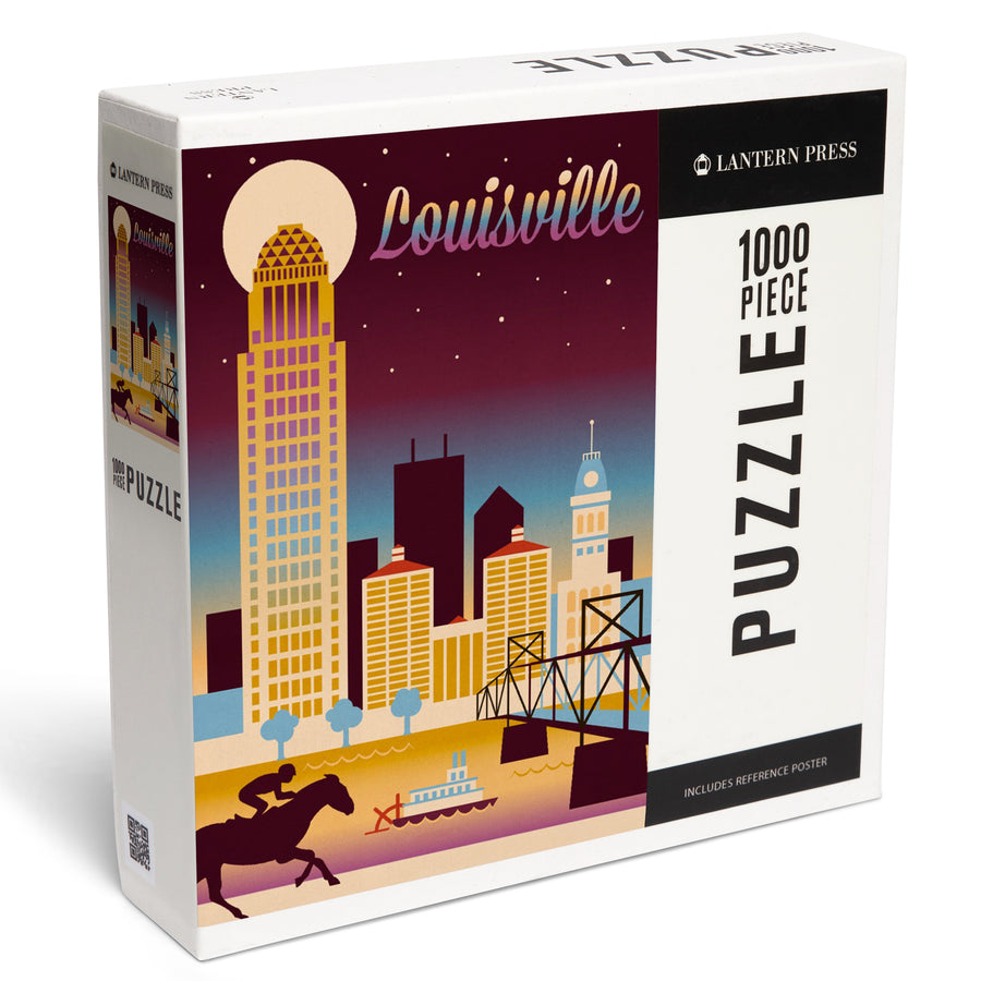 Louisville, Kentucky, Retro Skyline Chromatic Series, Jigsaw Puzzle Puzzle Lantern Press 