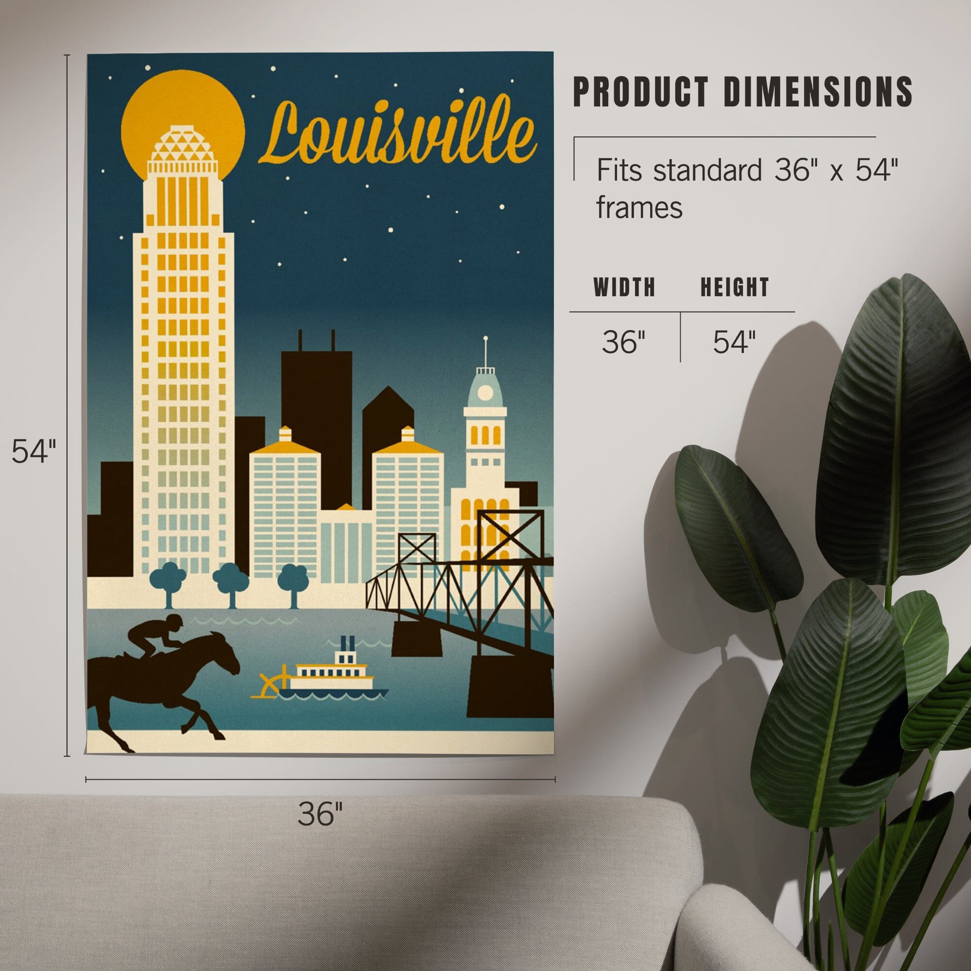 Louisville, Kentucky, Retro Skyline Classic Series art