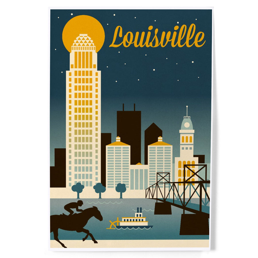 Louisville, Kentucky, Retro Skyline Classic Series, Art & Giclee Prints Art Lantern Press 