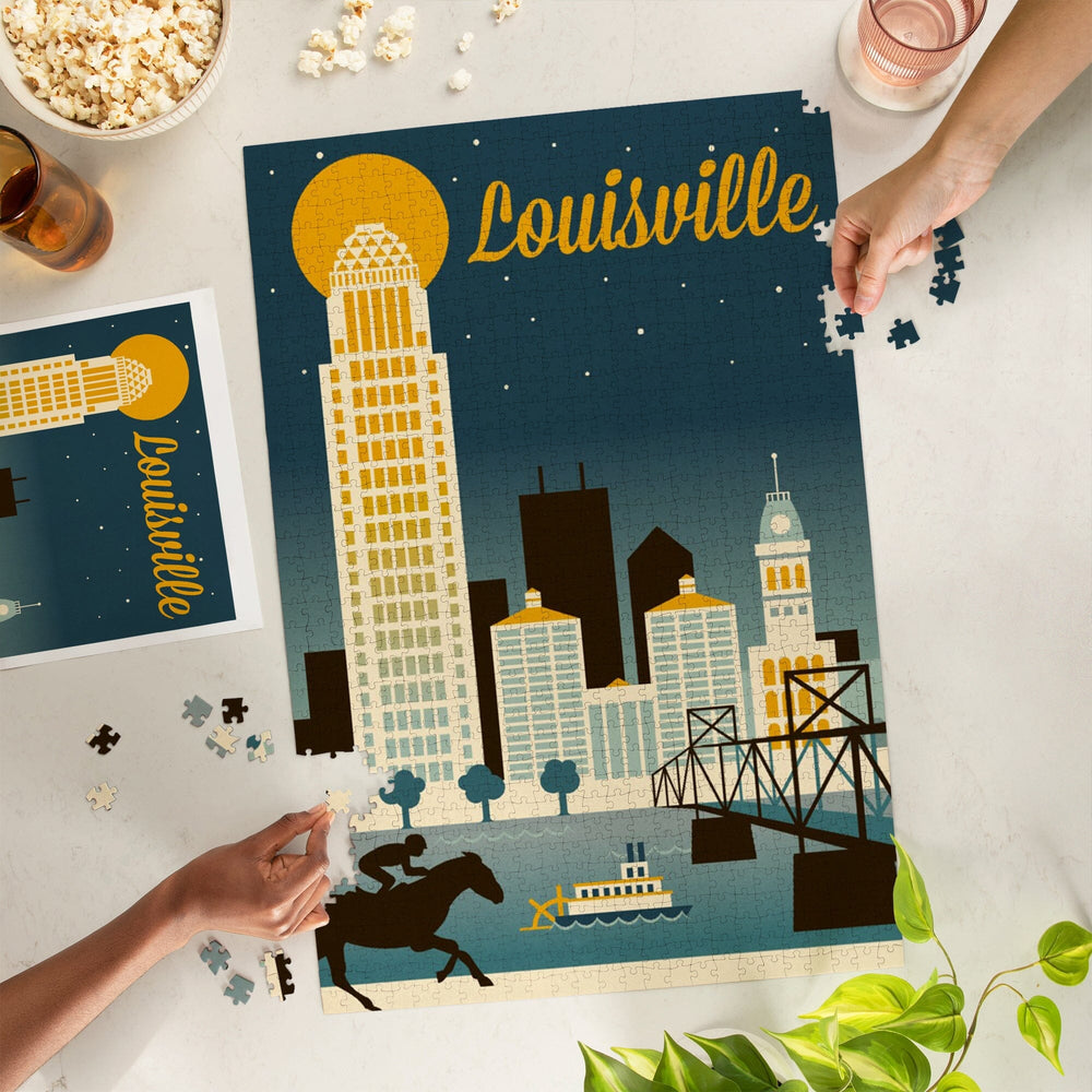Louisville, Kentucky, Retro Skyline Classic Series, Jigsaw Puzzle Puzzle Lantern Press 