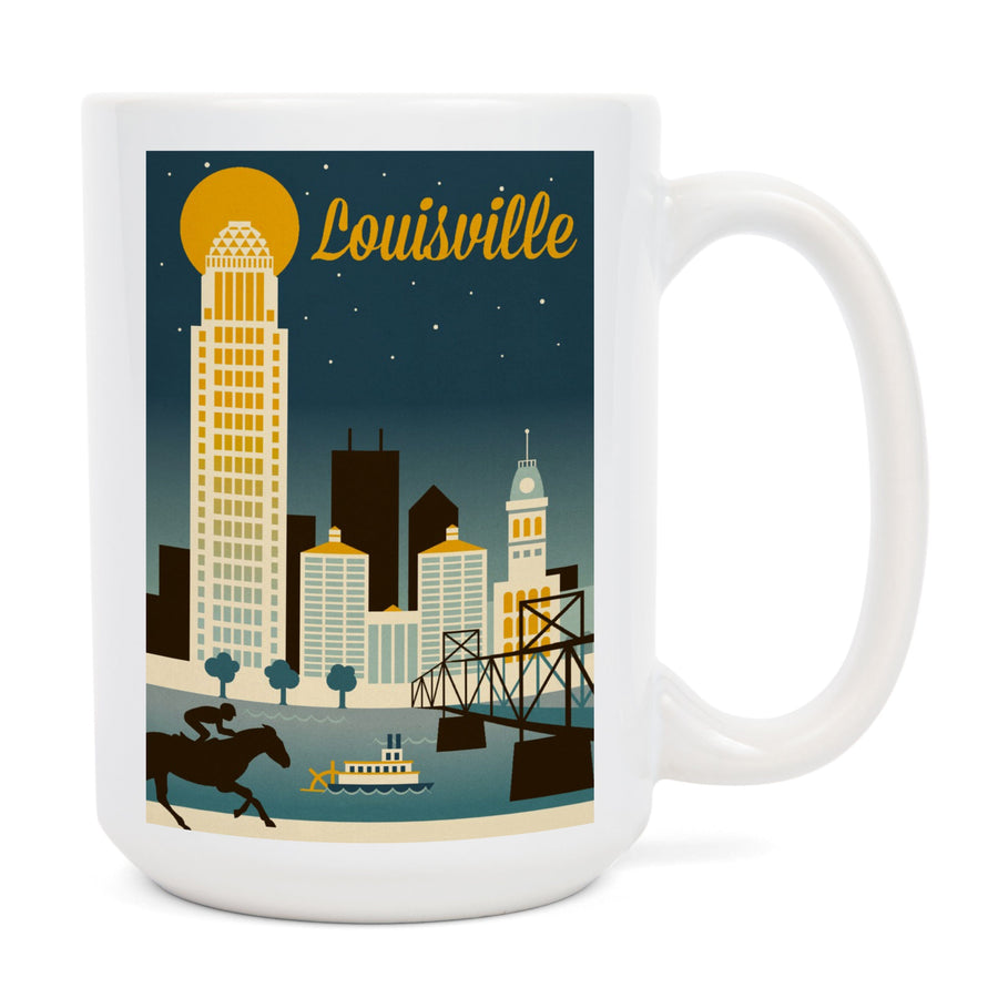 Louisville, Kentucky, Retro Skyline Classic Series, Lantern Press Artwork, Ceramic Mug Mugs Lantern Press 