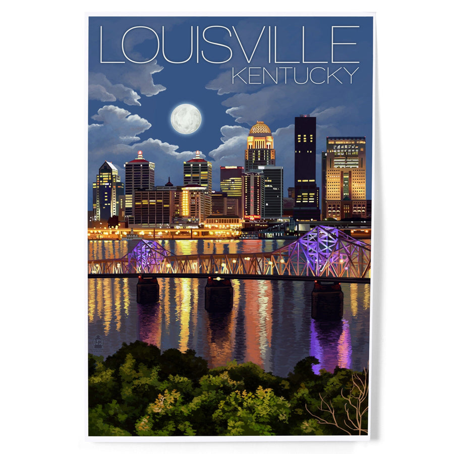 Louisville, Kentucky, Skyline at Night, Art & Giclee Prints Art Lantern Press 