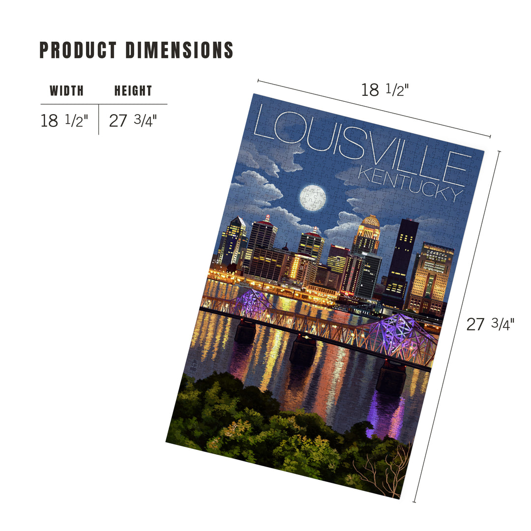 Louisville, Kentucky, Skyline at Night, Jigsaw Puzzle Puzzle Lantern Press 