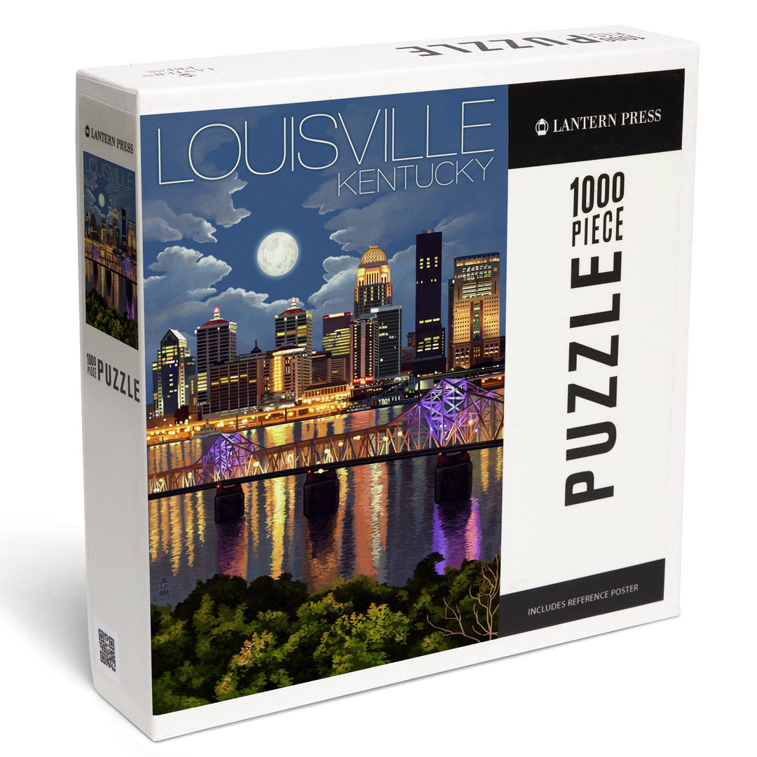 Louisville, Kentucky, Skyline at Night, Jigsaw Puzzle Puzzle Lantern Press 
