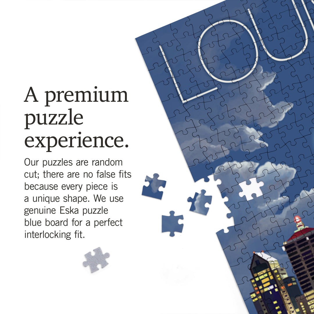 Louisville, Kentucky, Skyline at Night, Jigsaw Puzzle Puzzle Lantern Press 