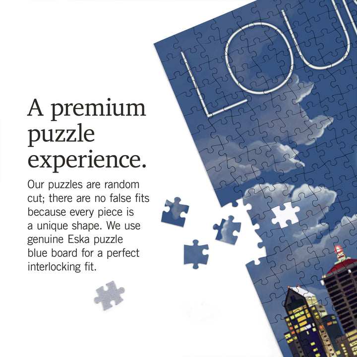 Louisville, Kentucky, Skyline at Night, Jigsaw Puzzle Puzzle Lantern Press 