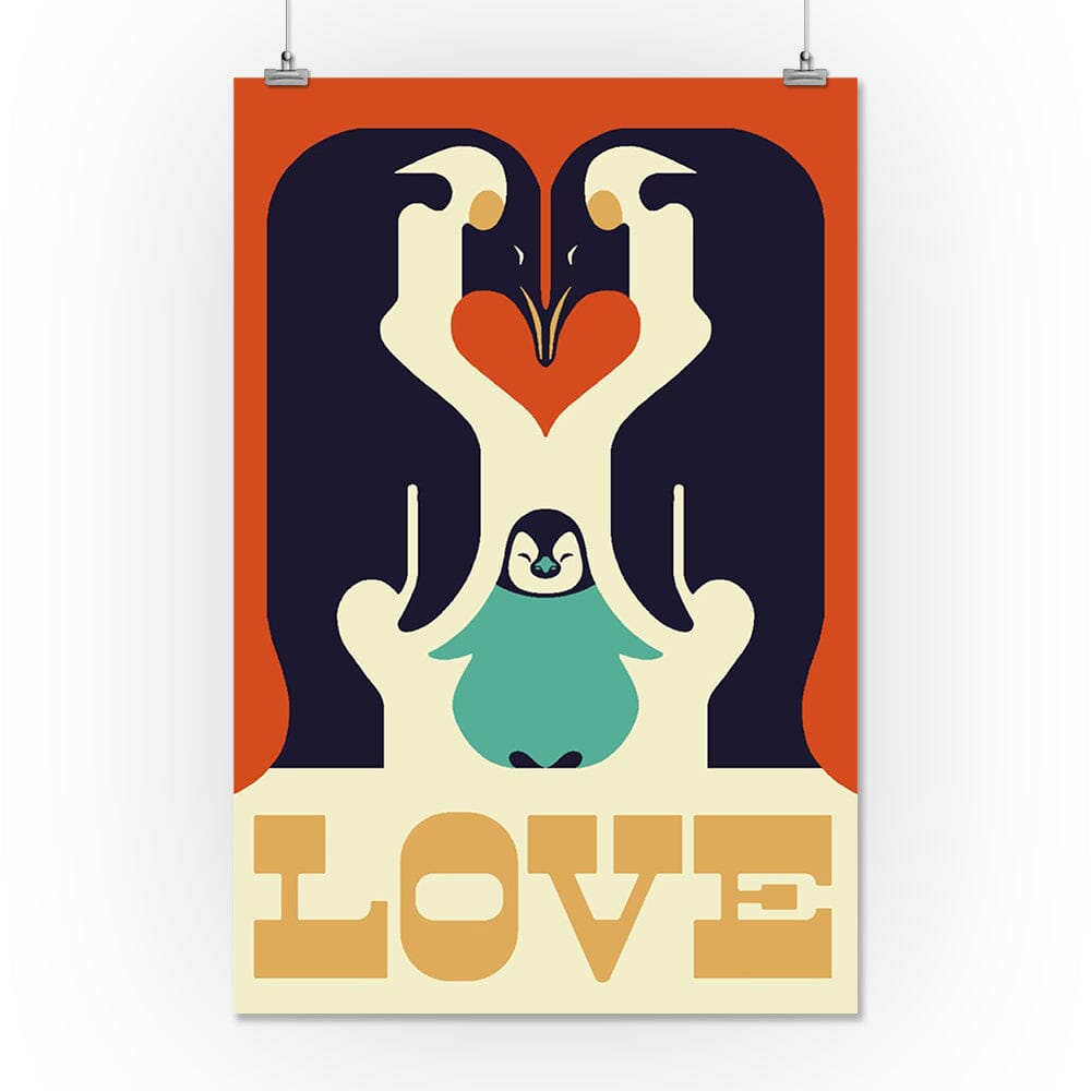 Love, Penguin, Retro Christmas, Art & Giclee Prints Art Lantern Press 16 x 24 Giclee Print 