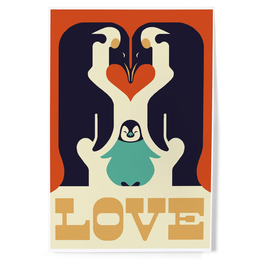 Love, Penguin, Retro Christmas, Art & Giclee Prints Art Lantern Press 