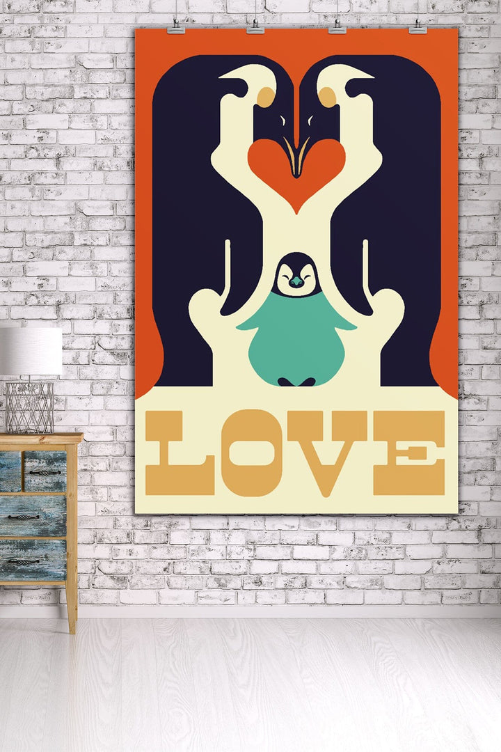 Love, Penguin, Retro Christmas, Art & Giclee Prints Art Lantern Press 36 x 54 Giclee Print 