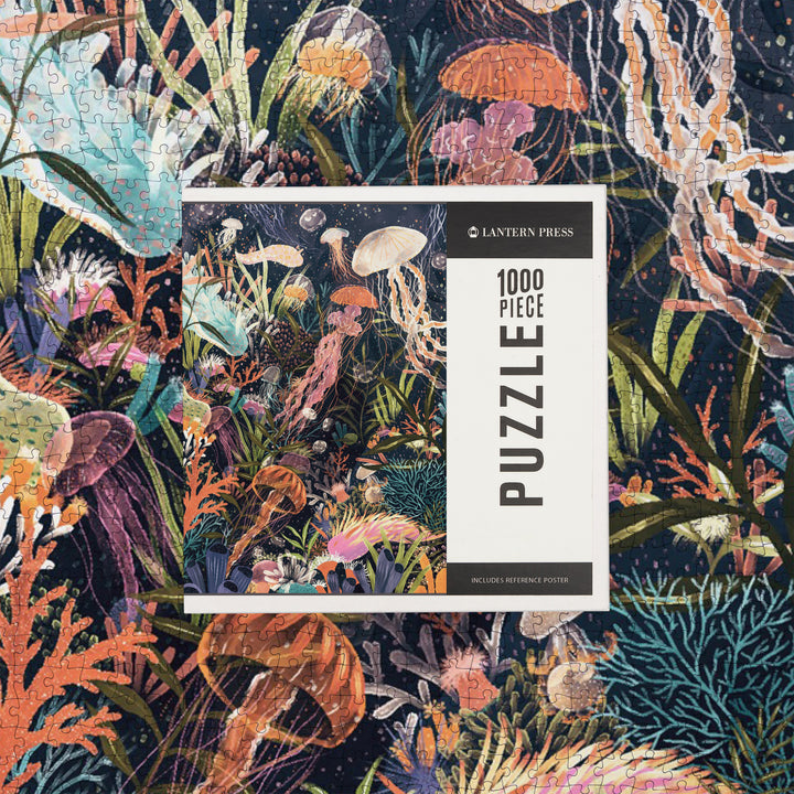 Luminescent World, Jellyfish, Jigsaw Puzzle Puzzle Lantern Press 