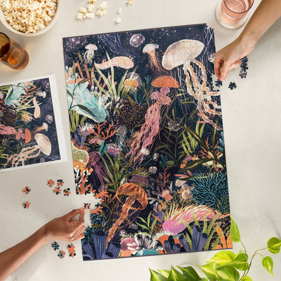 Luminescent World, Jellyfish, Jigsaw Puzzle Puzzle Lantern Press 