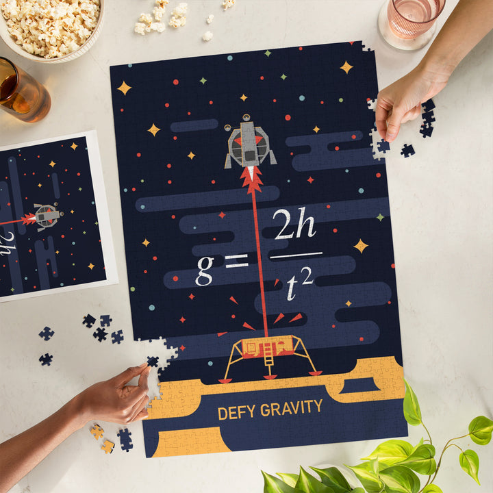 Lunar Lander, Defy Gravity, Jigsaw Puzzle Puzzle Lantern Press 