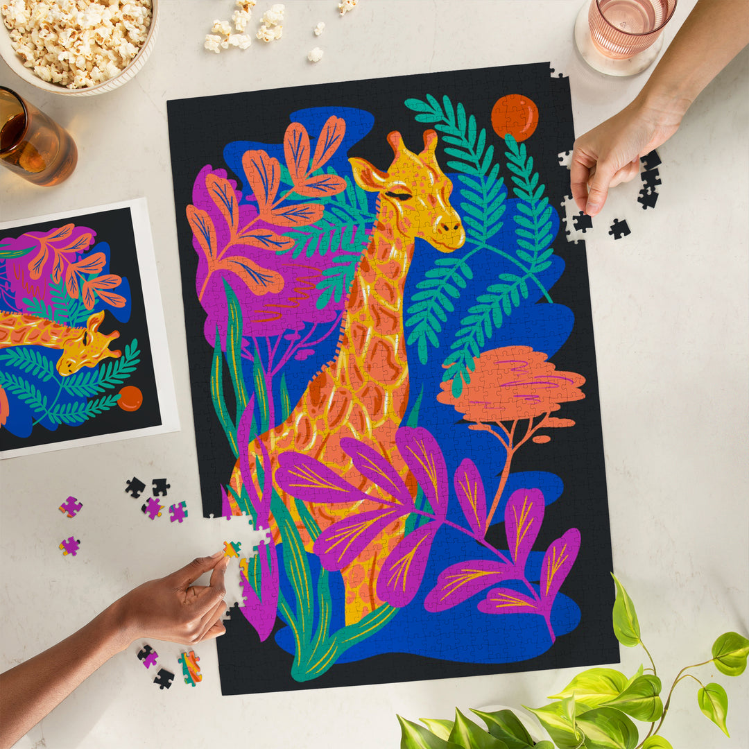 Lush Environment Collection, Giraffe and Foliage, Jigsaw Puzzle Puzzle Lantern Press 
