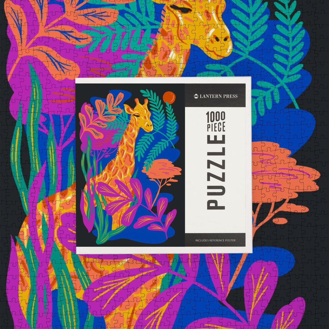 Lush Environment Collection, Giraffe and Foliage, Jigsaw Puzzle Puzzle Lantern Press 