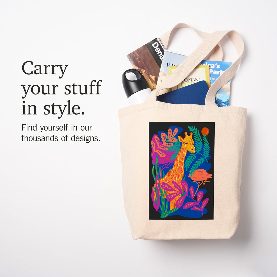 Lush Environment Collection, Giraffe and Foliage, Tote Bag - Lantern Press