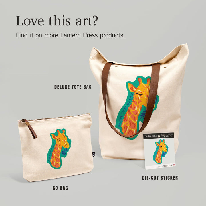 Lush Environment Collection, Giraffe Portrait, Contour, Vinyl Sticker - Lantern Press