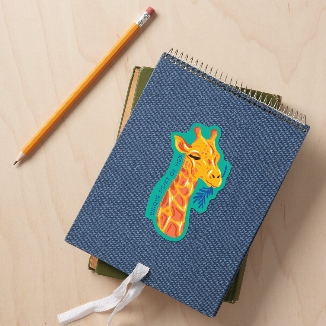 Lush Environment Collection, Giraffe Portrait, Contour, Vinyl Sticker - Lantern Press