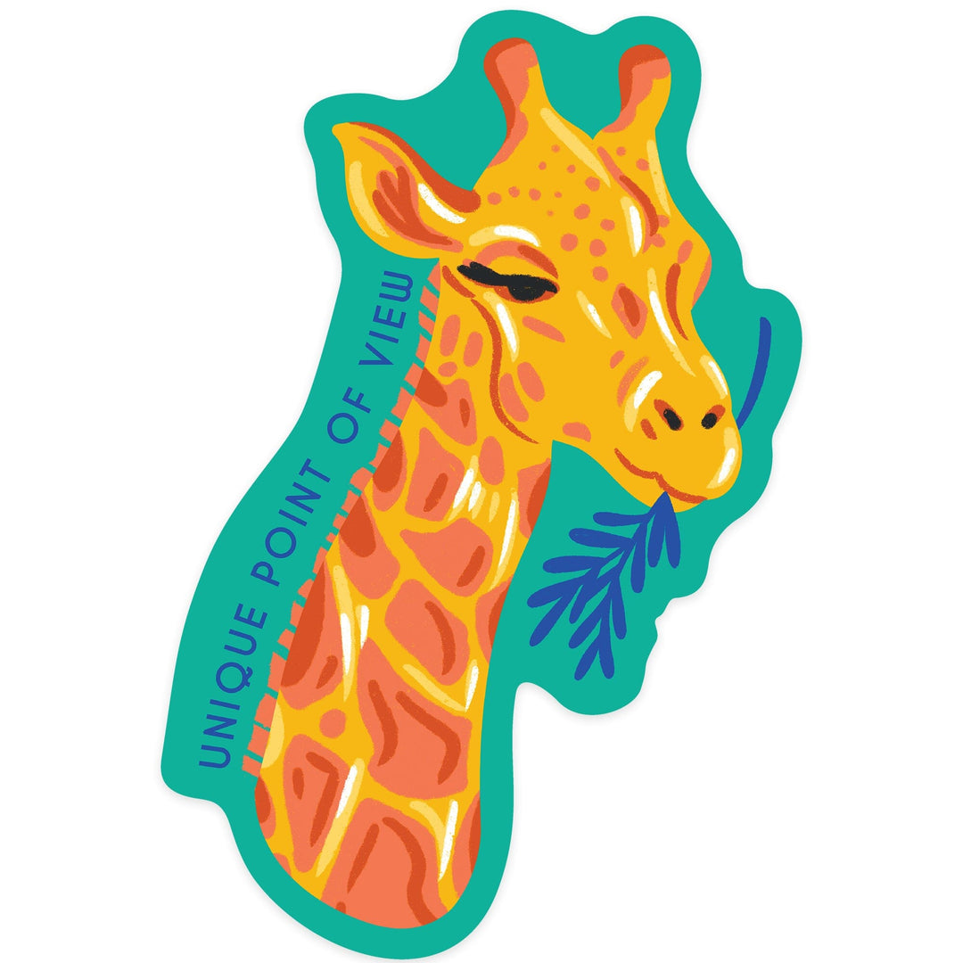 Lush Environment Collection, Giraffe Portrait, Contour, Vinyl Sticker - Lantern Press