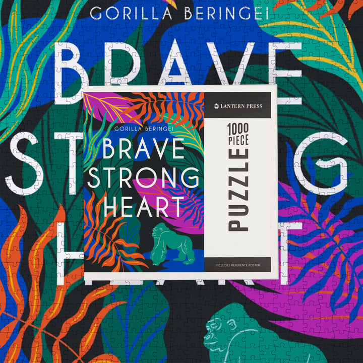 Lush Environment Collection, Gorilla Foliage, Brave Strong Heart, Jigsaw Puzzle Puzzle Lantern Press 