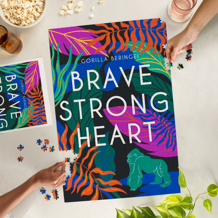 Lush Environment Collection, Gorilla Foliage, Brave Strong Heart, Jigsaw Puzzle Puzzle Lantern Press 