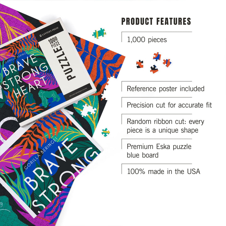 Lush Environment Collection, Gorilla Foliage, Brave Strong Heart, Jigsaw Puzzle Puzzle Lantern Press 
