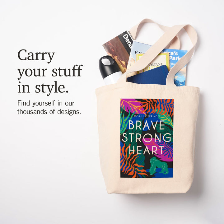 Lush Environment Collection, Gorilla Foliage, Brave Strong Heart, Tote Bag Totes Lantern Press 