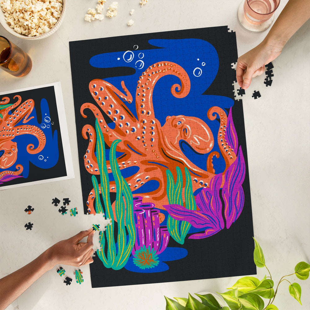 Lush Environment Collection, Octopus and Foliage, Jigsaw Puzzle Puzzle Lantern Press 