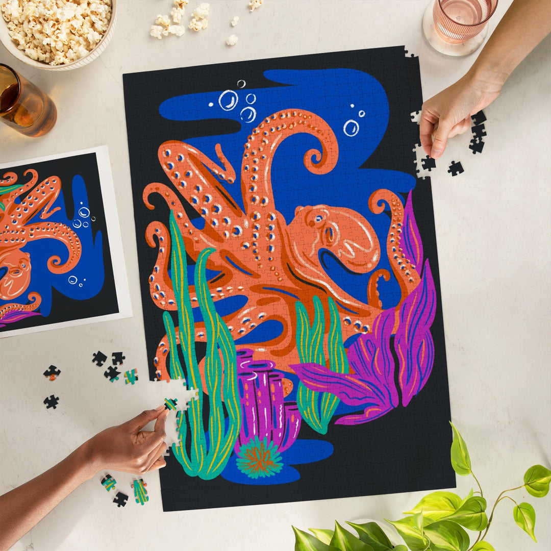 Lush Environment Collection, Octopus and Foliage, Jigsaw Puzzle Puzzle Lantern Press 