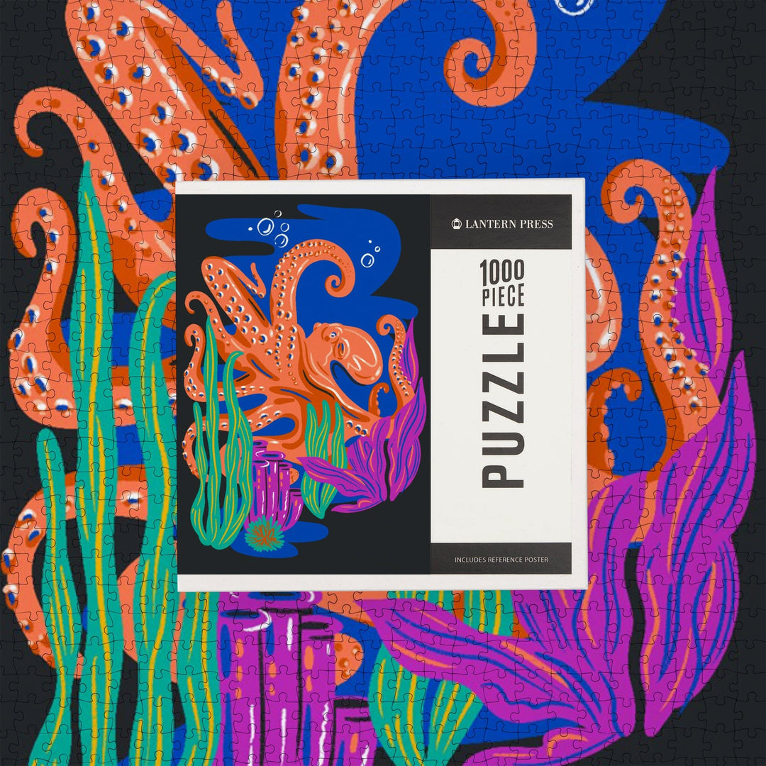 Lush Environment Collection, Octopus and Foliage, Jigsaw Puzzle Puzzle Lantern Press 