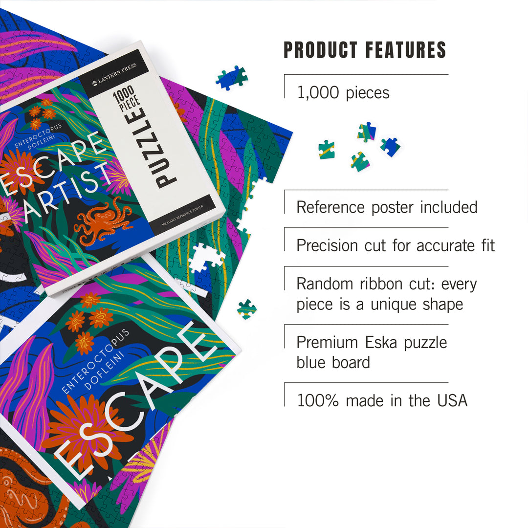 Lush Environment Collection, Octopus Foliage, Escape Artist, Jigsaw Puzzle Puzzle Lantern Press 