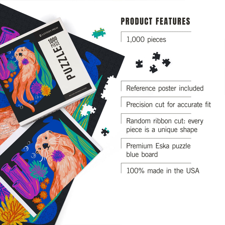 Lush Environment Collection, Sea Otter and Foliage, Jigsaw Puzzle Puzzle Lantern Press 