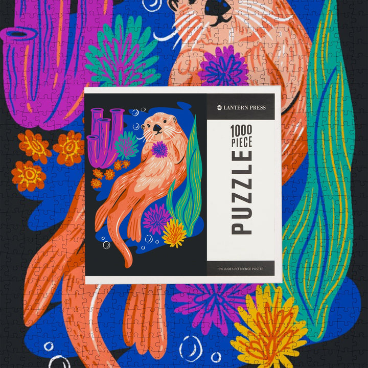 Lush Environment Collection, Sea Otter and Foliage, Jigsaw Puzzle Puzzle Lantern Press 