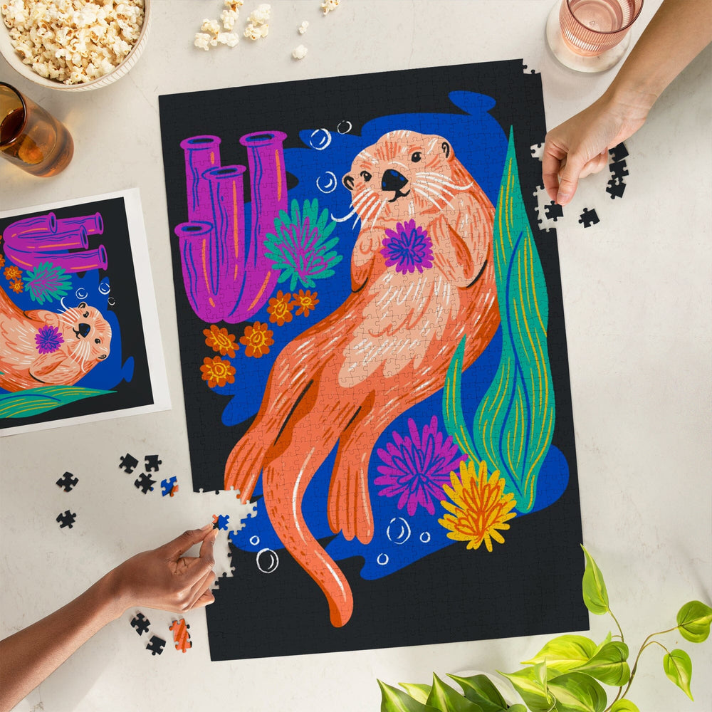 Lush Environment Collection, Sea Otter and Foliage, Jigsaw Puzzle Puzzle Lantern Press 