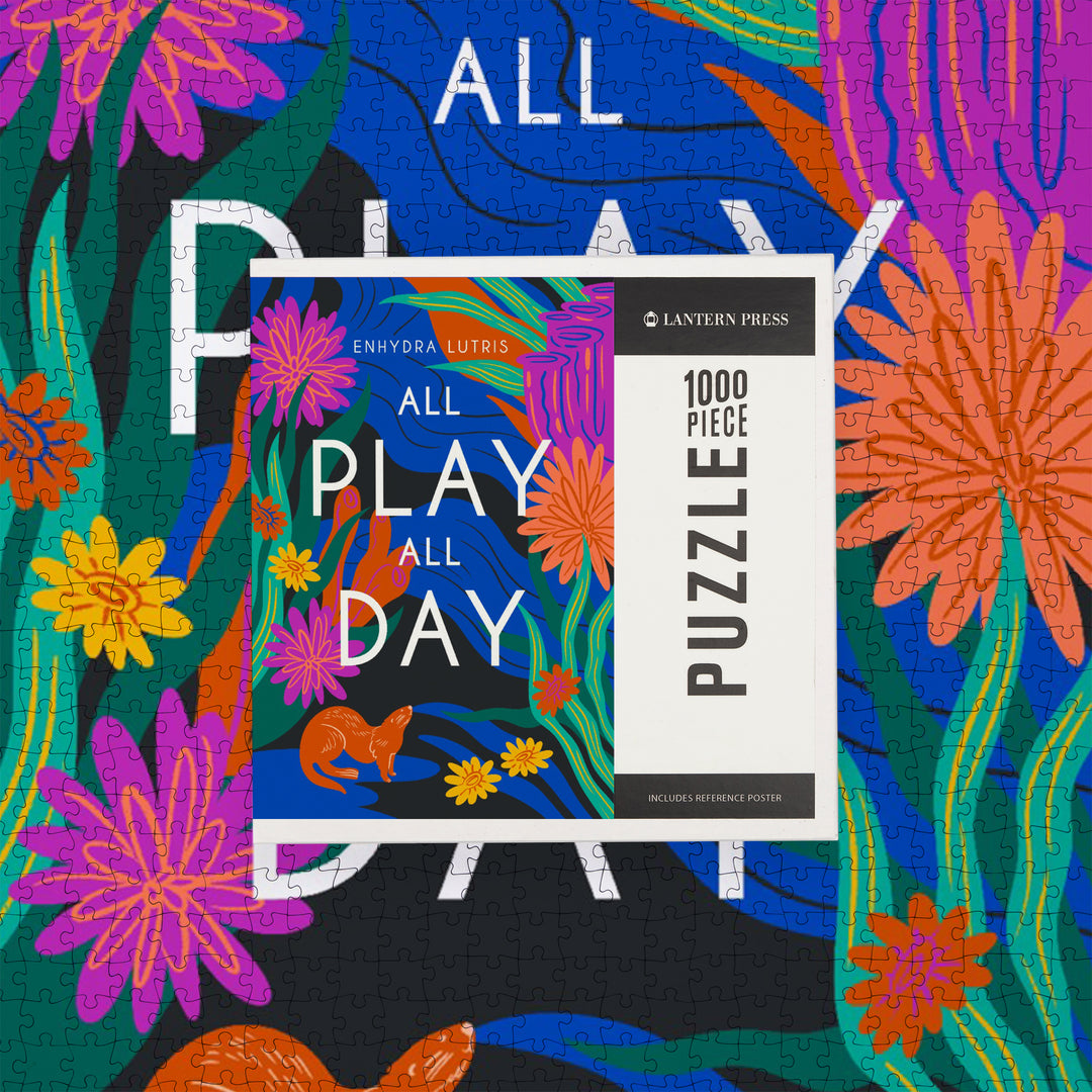 Lush Environment Collection, Sea Otter Foliage, All Play All Day, Jigsaw Puzzle Puzzle Lantern Press 