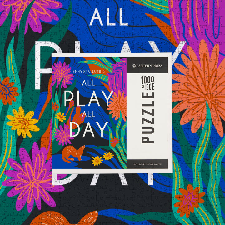 Lush Environment Collection, Sea Otter Foliage, All Play All Day, Jigsaw Puzzle Puzzle Lantern Press 