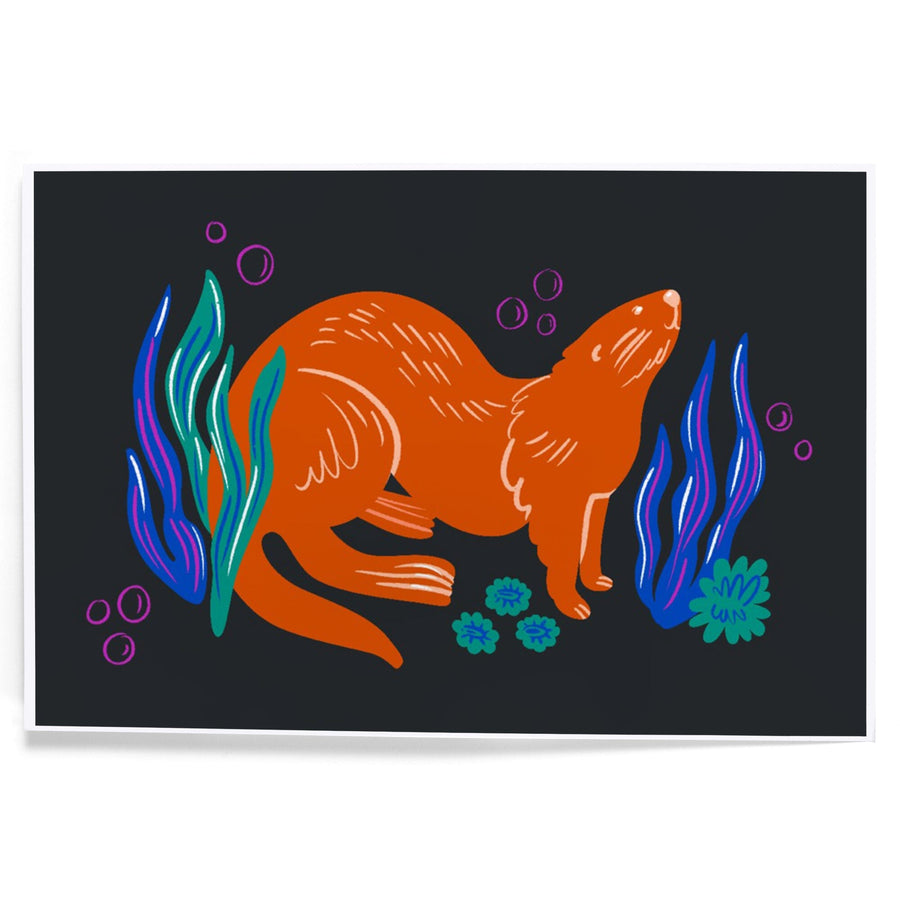 Lush Environment Collection, Sea Otter Underwater, Art & Giclee Prints Art Lantern Press 