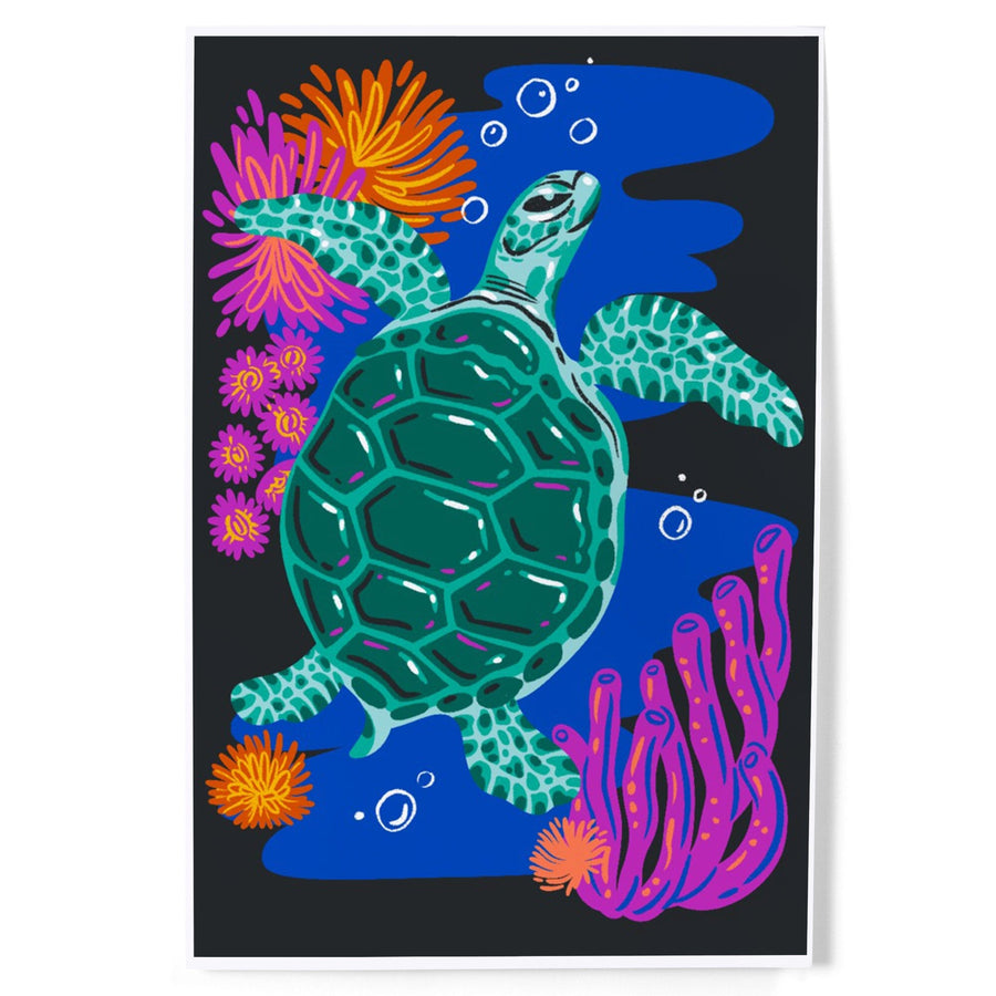Lush Environment Collection, Sea Turtle and Foliage, Art & Giclee Prints Art Lantern Press 
