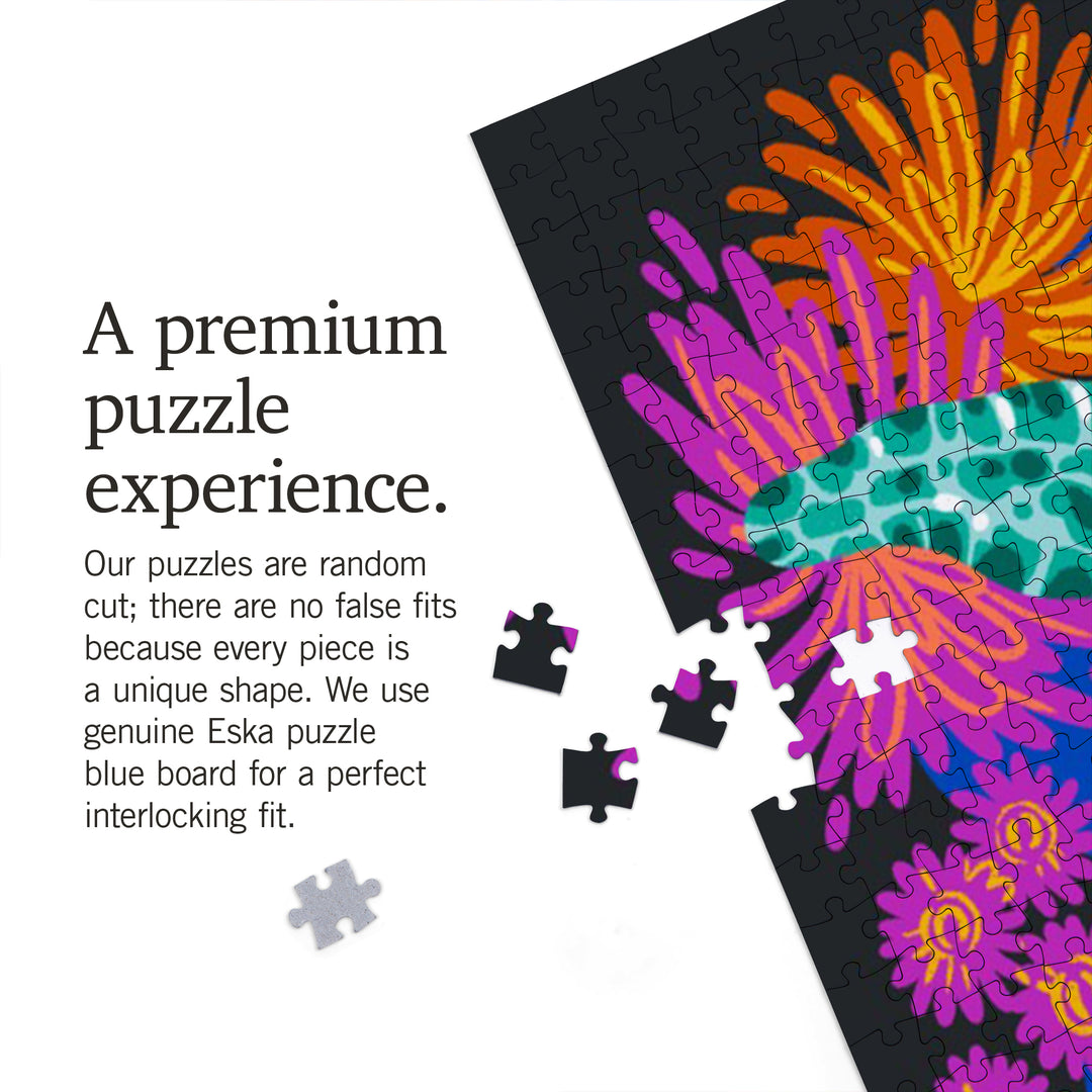 Lush Environment Collection, Sea Turtle and Foliage, Jigsaw Puzzle Puzzle Lantern Press 