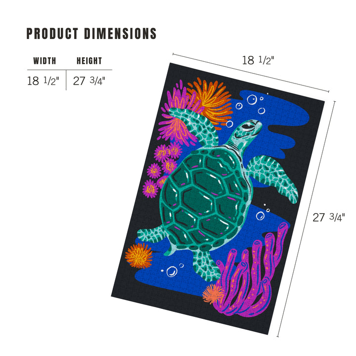 Lush Environment Collection, Sea Turtle and Foliage, Jigsaw Puzzle Puzzle Lantern Press 